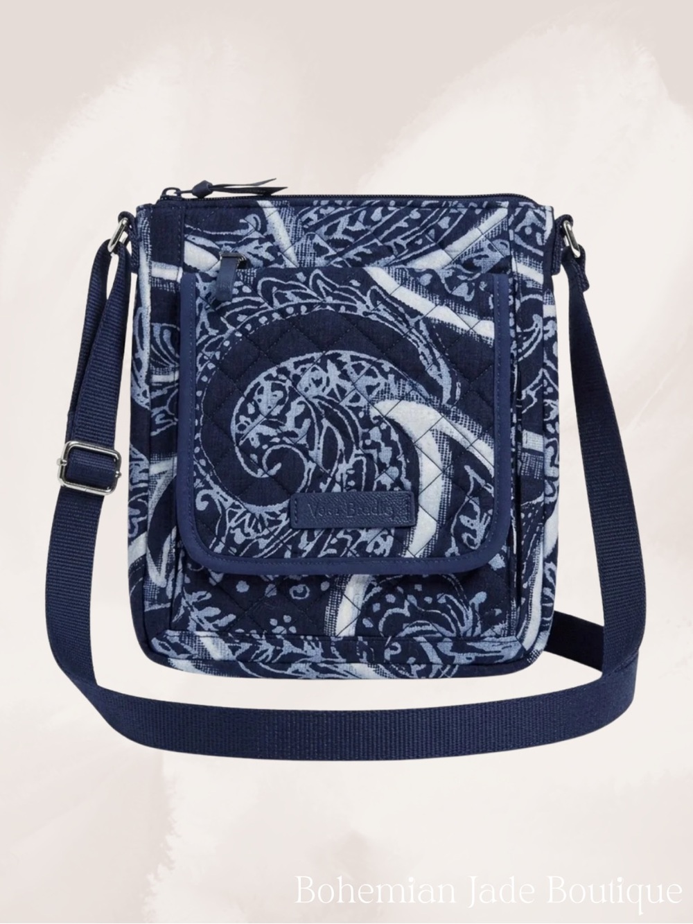 Vera Bradley Indio Mini Hipster Crossbody Quilted Bag Blue White